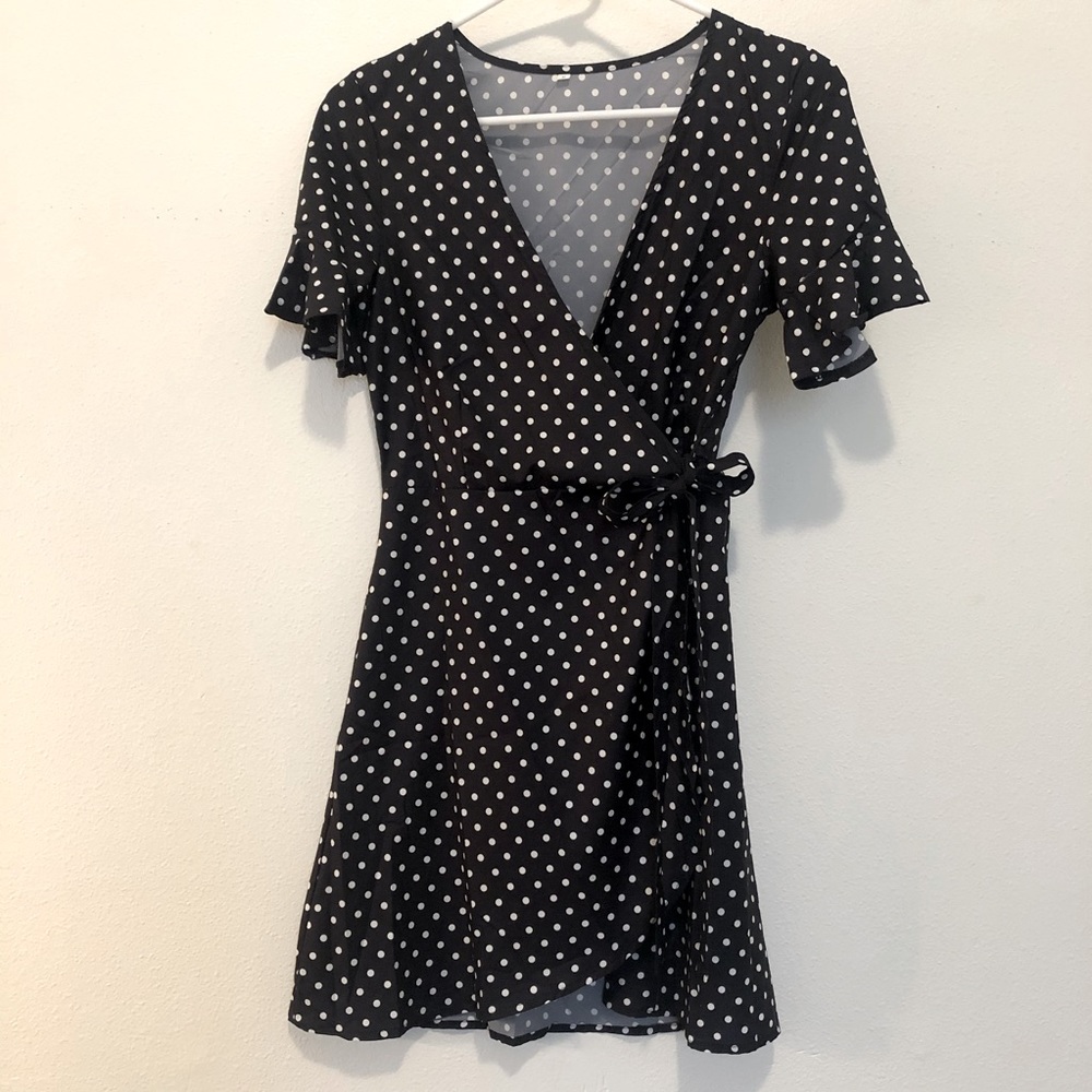 Polka Dot Wrap Tie Dress